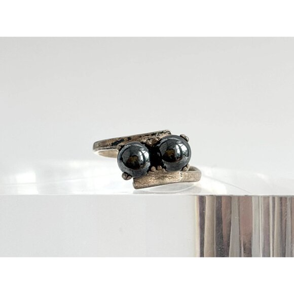 Tahitian Pearl Bead Accented Sterling Silver 925 Vintage Ring - sz 6.25 - Picture 12 of 15